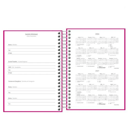 Agenda Anual Espiral Pepper Rosa 160 folhas - Tilibra