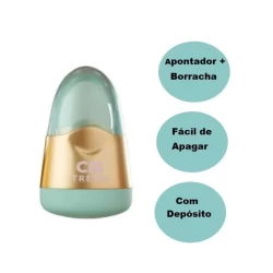 Apontador com Borracha Cis Trend com Depósito Verde/Dourado