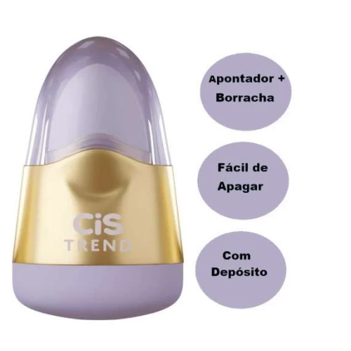 Apontador com Borracha Cis Trend com Depósito Roxo/Dourado