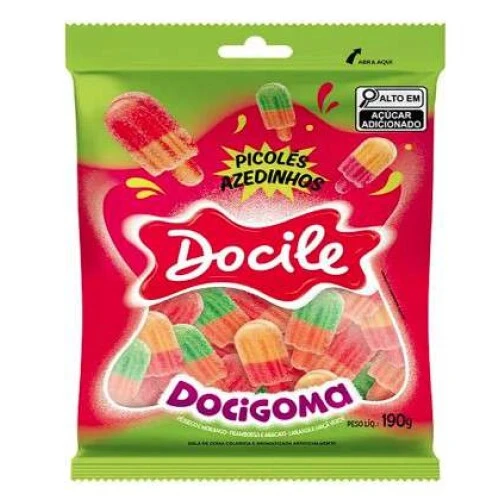 BALA DE GOMA DOCILE PICOLES AZEDINHOS 190G 80633