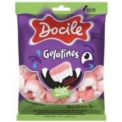 Balas de Gelatinas Dentes de Vampiro 15g Azedinha - Docile