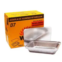 Bandeja de Alumínio Retangular D7 750ml - Caixa com 100 unidades - Wyda