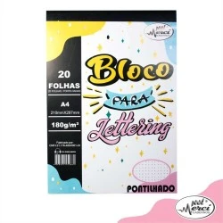 Bloco Para Brush Lettering A4 Pontilhado Branco 20 Folhas - Merci