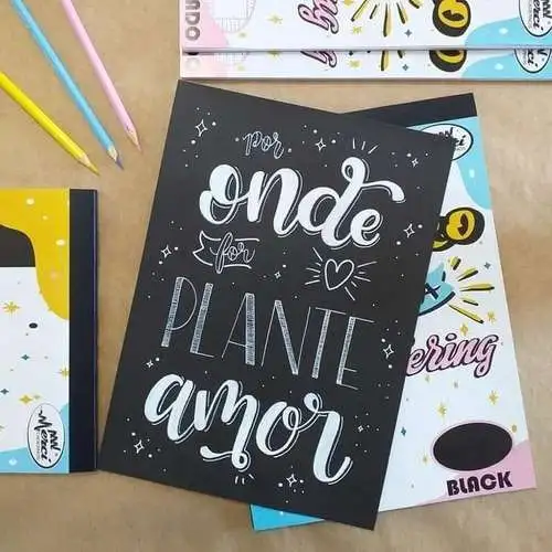 Bloco Para Brush Lettering A4 Sem Pauta Preto 20 Folhas - Merci