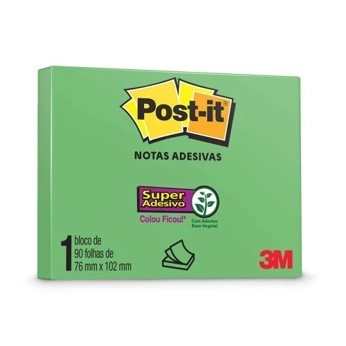 Bloco Post It 1X90 Verde Limão 3M