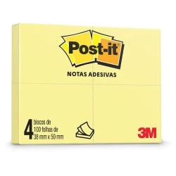 Bloco Post It 4X100 Amarelo 3M