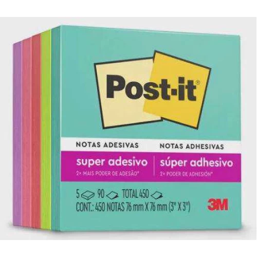 Bloco Post It 5x90 folhas Colorido - 3M