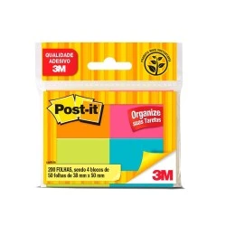 Bloco Post It 653 Neon 3M 4 blocos c/50 FLS