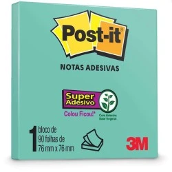 Bloco Post It 654 3m 1X90 Fls Azul Aqua