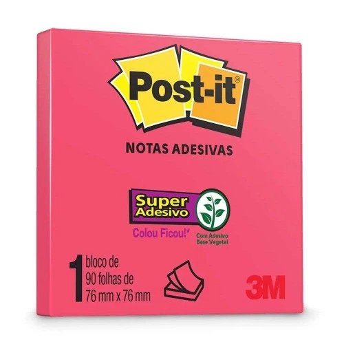 Bloco Post It 654 3m 1X90 Fls Rosa Poppy