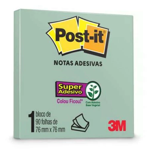 Bloco Post It 654 3m 1X90 Fls Verde Menta