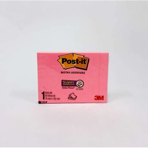 Bloco Post It 654 3m 1X90 Fls Rosa Poppy