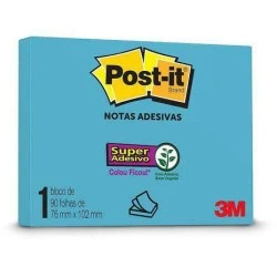 Bloco Post It 657 1X90 Reciclado 3M Azul