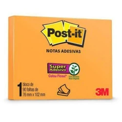 Bloco Post It 657 Reciclado Laranja 3M 1X90 FLS