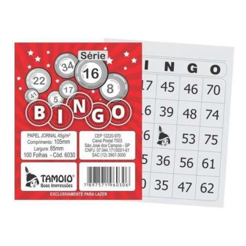 Bloco de Bingo Tamoio 100 Folhas