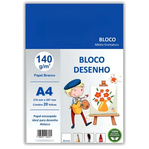 Bloco para Desenho A4 20 Folhas - Scrity