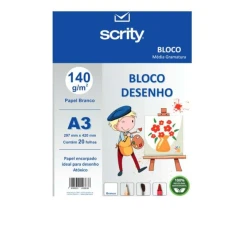 Bloco para Desenho Branco A3 Scrity