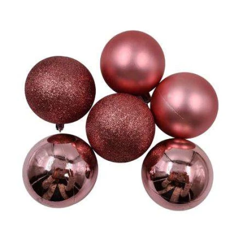 Bola Decorativa Natal 8cm c/6 Rosê - Rio Master