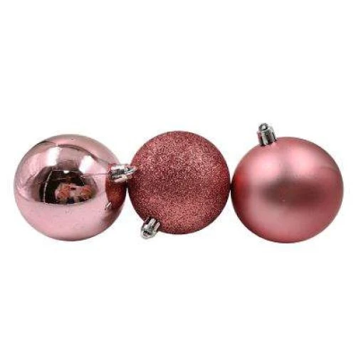 Bola Decorativa Natal 8cm c/6 Rosê - Rio Master