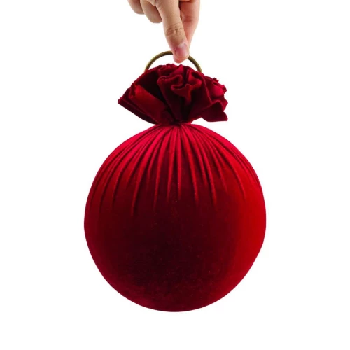 Bola de Natal Veludo Vermelho 20cm - Cromus