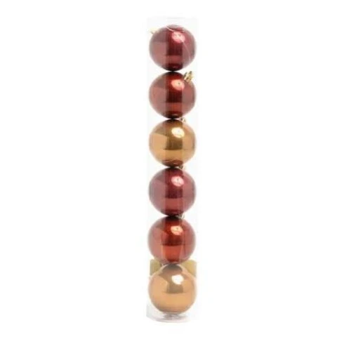 Bola Decorativa Natal Cromus Marfim E Marron 10CM C/6 Unidades
