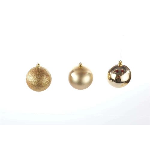 Bolas de Natal Cromus em Tubo Dourada 8cm  6 Unidades (Brilho, Fosco e Glitter)