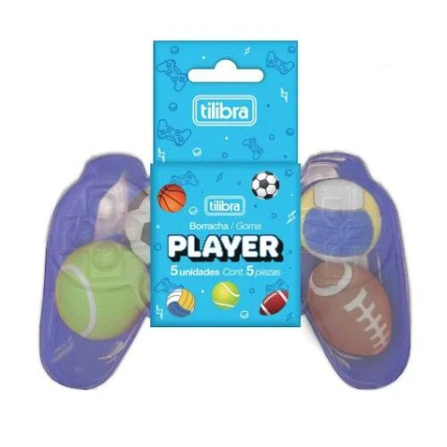 Borracha Mini Palyer Caixa c/5 unidades - Tilibra Borracha Mini Palyer Caixa c/5 unidades - Tilibra