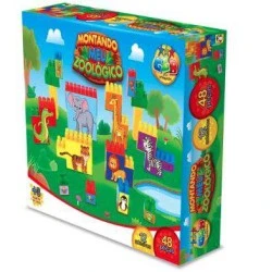 Brinquedo Bloco Legos 48 Peças Meu Zoológico - GGBPLAST