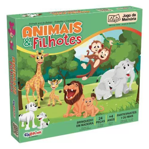 Brinquedo Memória Animais e Filhotes 24 Peças - CiaBrink