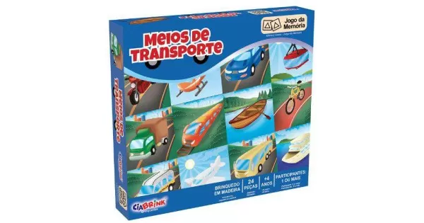 Jogo Memória Transportes 24 pçs