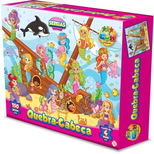 Brinquedo Quebra-Cabeça 150 peças Sereias GGB Brinquedos Brinquedo Quebra-Cabeça 150 peças Sereias GGB Brinquedos