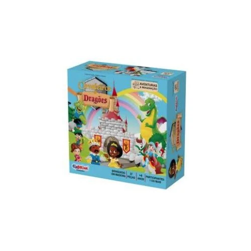 Brinquedo de madeira Cavaleiros e Dragões 37 peças CiaBrink Brinquedo de madeira Cavaleiros e Dragões 37 peças CiaBrink