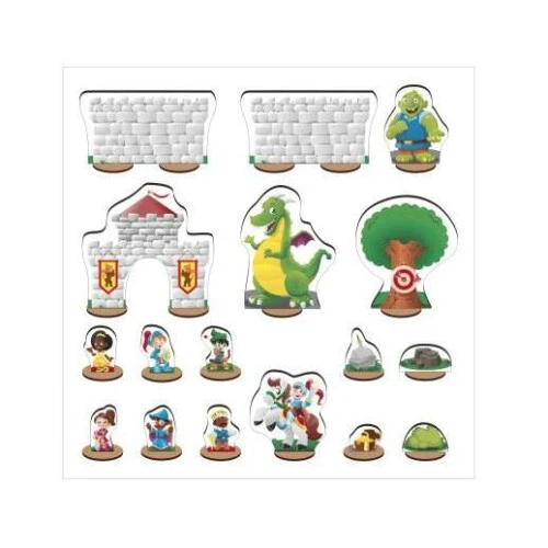 Brinquedo de madeira Cavaleiros e Dragões 37 peças CiaBrink Brinquedo de madeira Cavaleiros e Dragões 37 peças CiaBrink