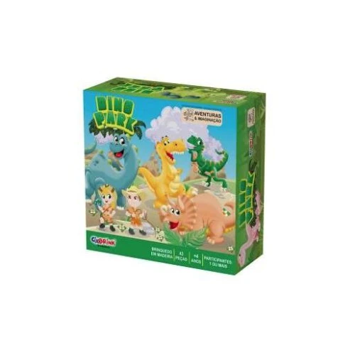 Brinquedo de madeira Dino Park 43 peças CiaBrink Brinquedo de madeira Dino Park 43 peças CiaBrink