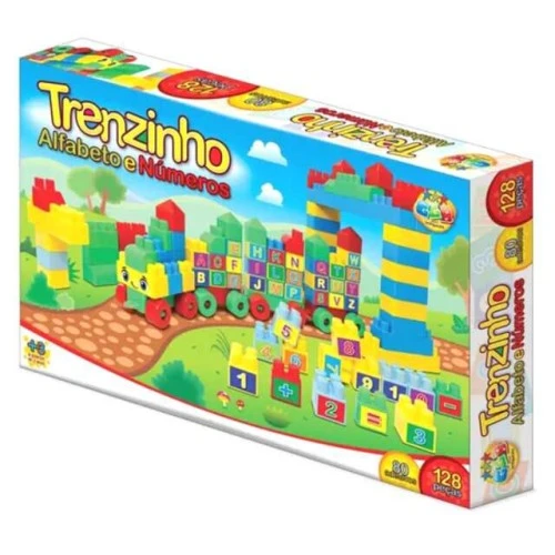 Brinquedo para Montar Trenzinho 128 peças  GGB Brinquedos