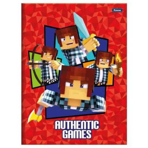 Caderno Brochura Authentic Games 80 Folhas - Foroni