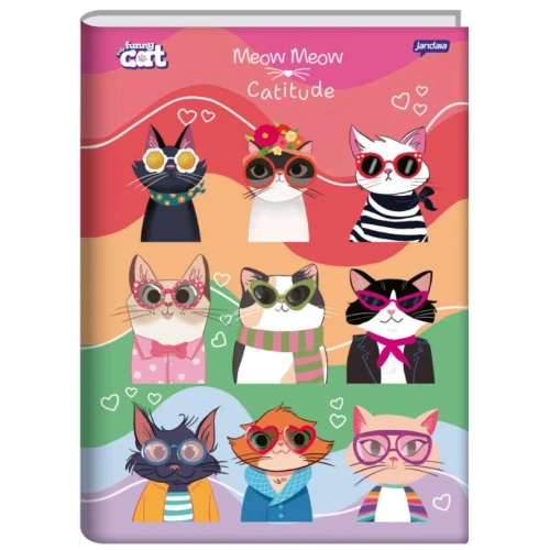Caderno Brochurão Funny Cat 86 Folhas - Jandaia