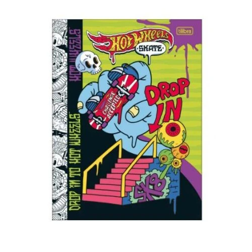 Caderno Brochurão HotWheels Skate 80 folhas - Tilibra