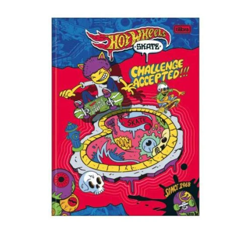 Caderno Brochurão HotWheels Skate 80 folhas - Tilibra