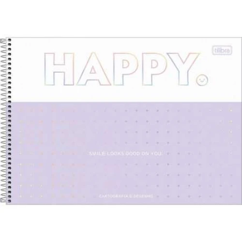 Caderno Desenho 80 folhas Happy Tom Pastel