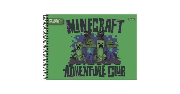 Kit 2 Cadernos Espiral Minecraft + Caderno Desenho Minecraft
