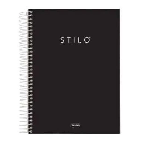 Caderno Espiral 11 Stilo Preto 80 Folhas - Jandaia Caderno Espiral 11 Stilo Preto 80 Folhas - Jandaia