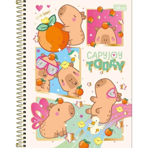 Caderno Espiral Capy Vibes 10 Matérias 160 Folhas - Jandaia