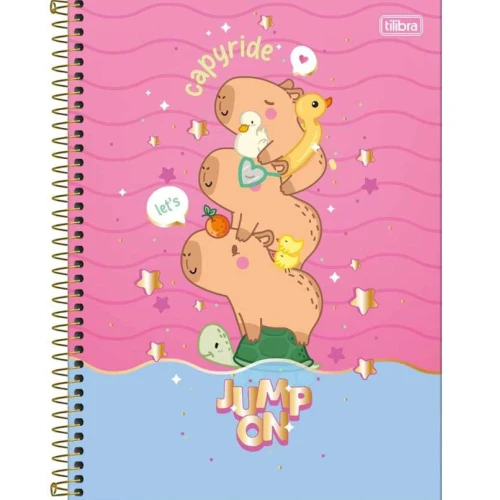 Caderno Espiral Capy Vibes 10 Matérias 160 Folhas - Jandaia