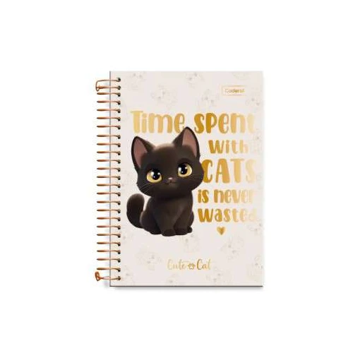 Caderno Espiral Cute Cat 80 Folhas - Cadersil