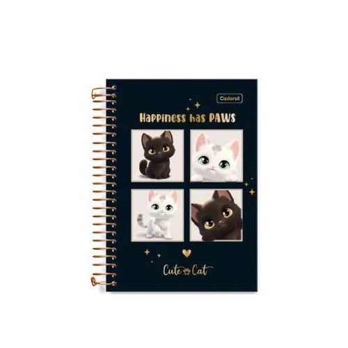 Caderno Espiral Cute Cat 80 Folhas - Cadersil