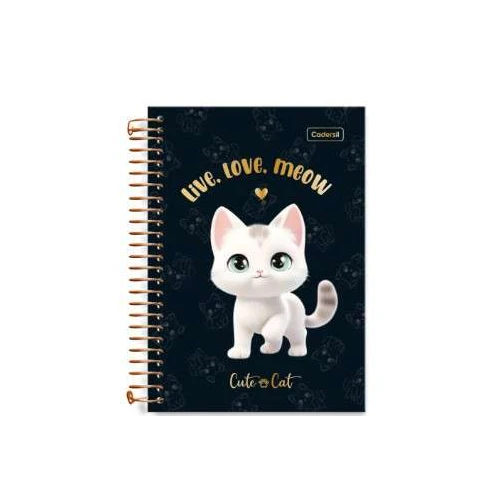 Caderno Espiral Cute Cat 80 Folhas - Cadersil