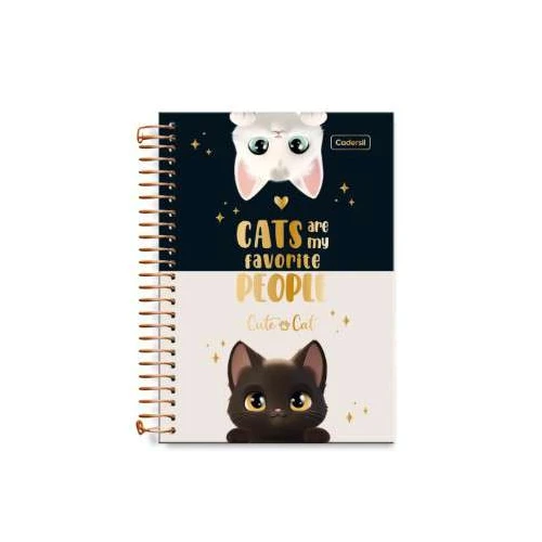 Caderno Espiral Cute Cat 80 Folhas - Cadersil