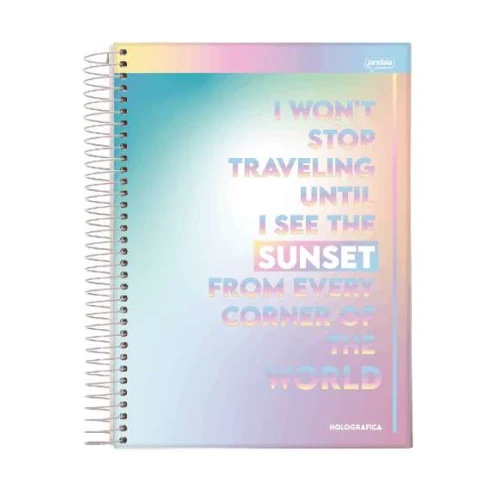 Caderno Espiral Holográfica 1 matéria 80 Folhas - Jandaia Caderno Espiral Holográfica 1 matéria 80 Folhas - Jandaia