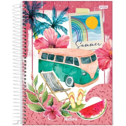 Caderno Espiral Malibu 1 matéria 96 Folhas - Jandaia